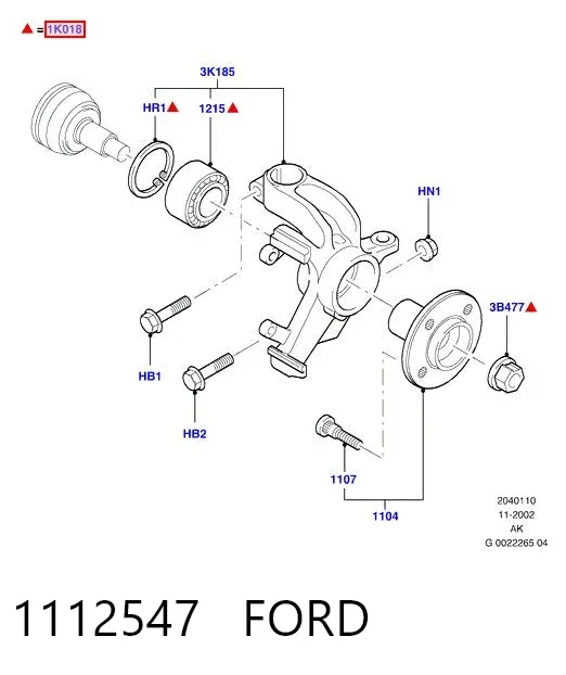 Cojinete de rueda delantero 1112547 Ford