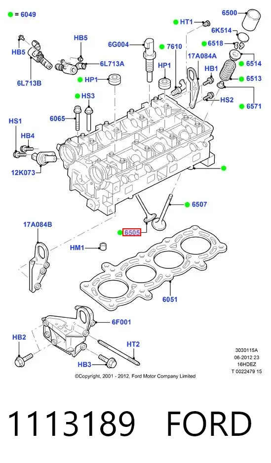 Válvula escape 1113189 Ford