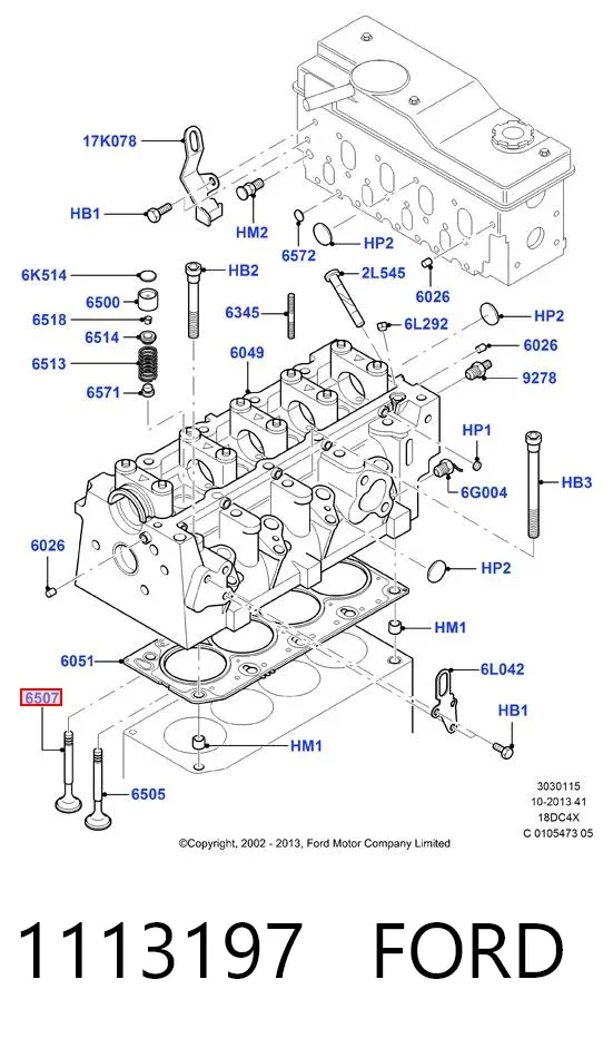 Válvulas de admisión 1113197 Ford