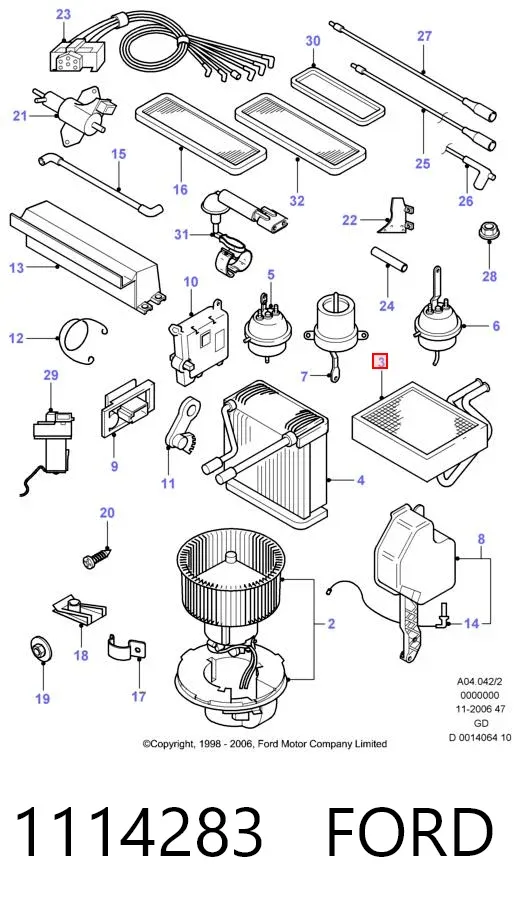 Radiador calefacción 1114283 Ford