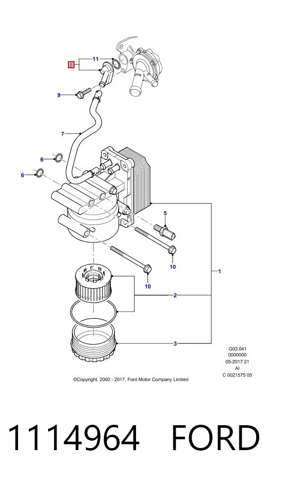 Termostato del sistema de lubricación del motor 1114964 Ford