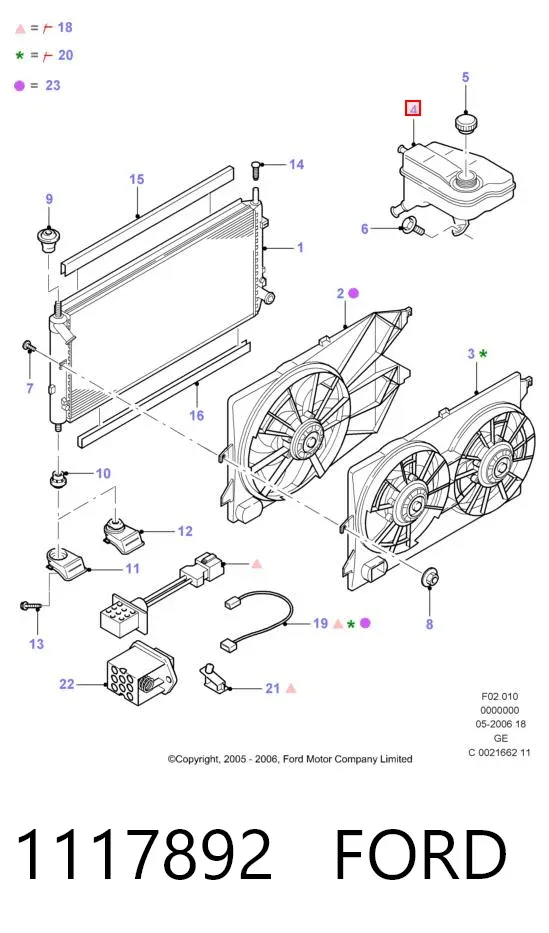 Vaso de expansión 1117892 Ford