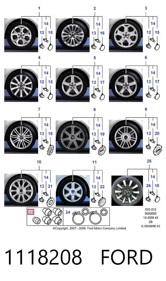 Tornillo de rueda Ford C-Max CB3