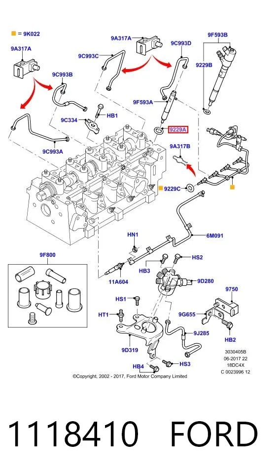 Junta de inyectores 1118410 Ford