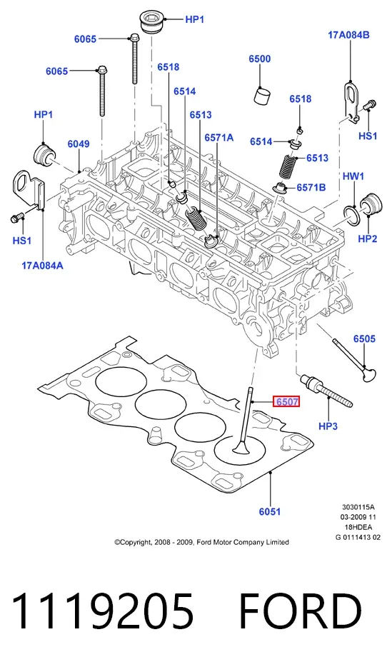 Válvulas de admisión 1119205 Ford