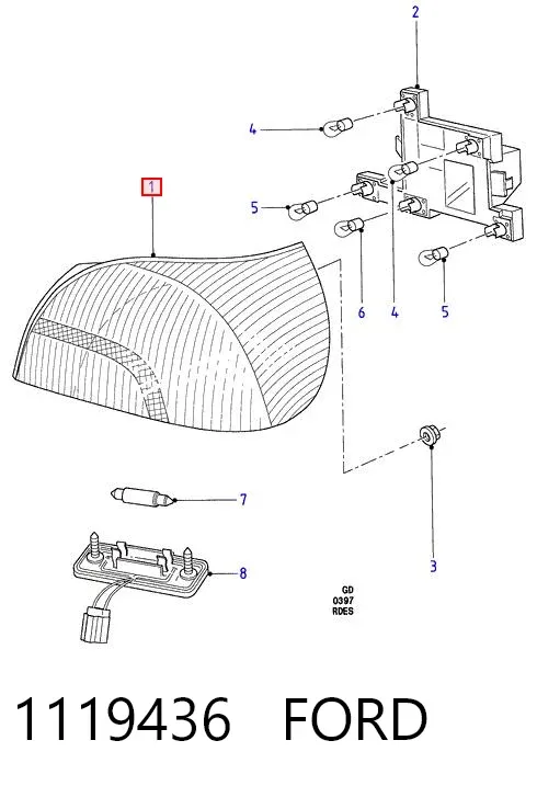 Piloto trasero derecho 1119436 Ford