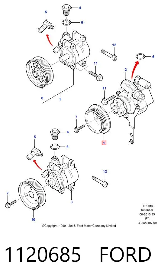 Polea de la bomba de dirección asistida 1120685 Ford