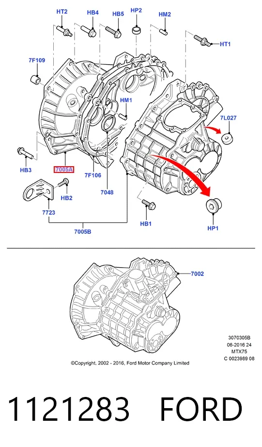 Caja de cambios 1121283 Ford