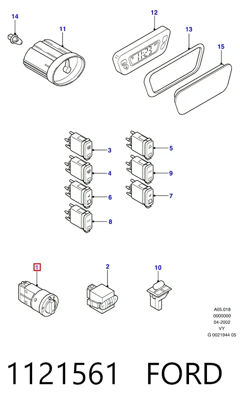 Interruptor de luces en el tablero 1121561 Ford