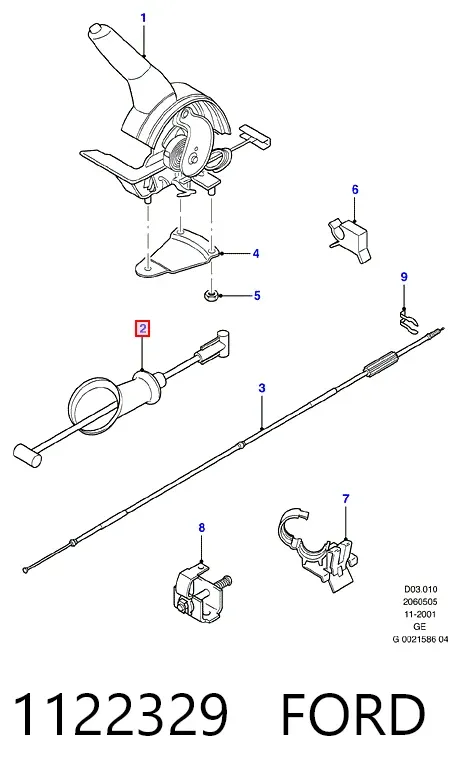 Cable de freno de estacionamiento delantero 1122329 Ford