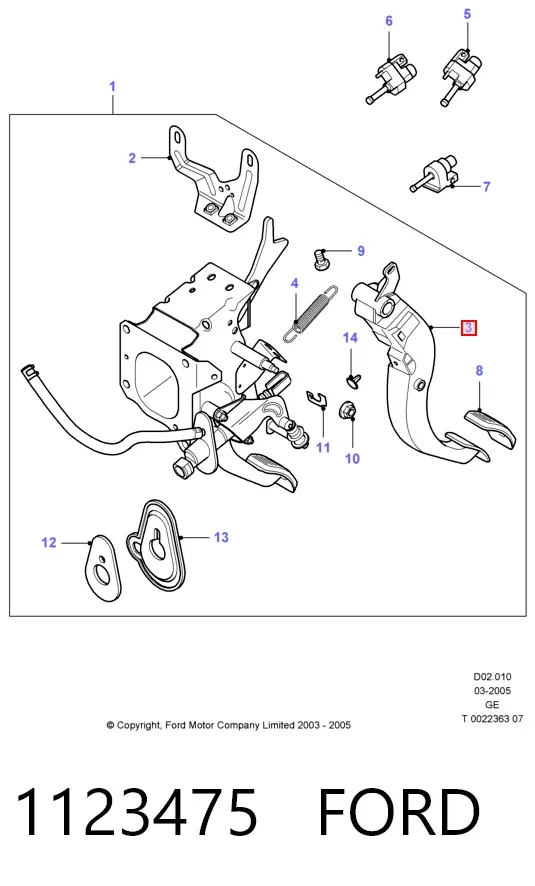 Pedal embrague Ford Mondeo III