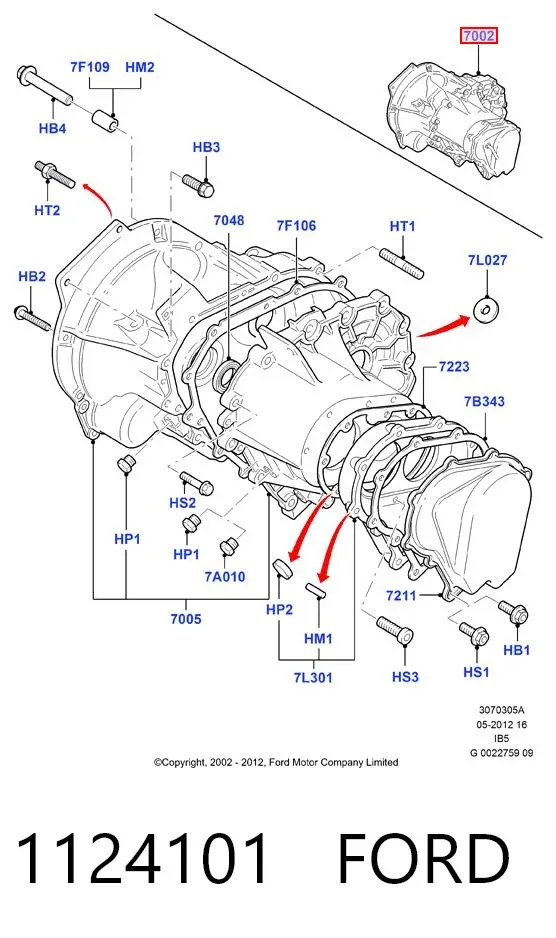Caja de cambios 1124101 Ford