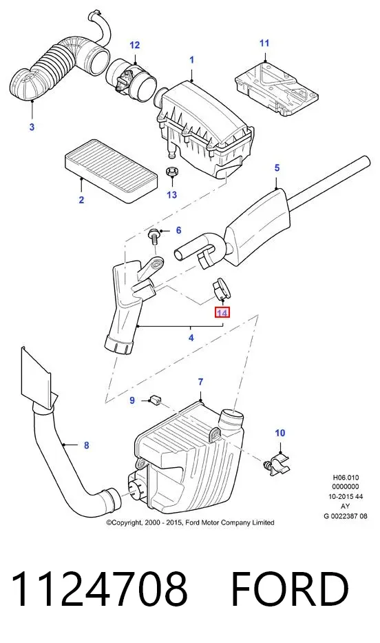 Tubo flexible de aspiración 1124708 Ford