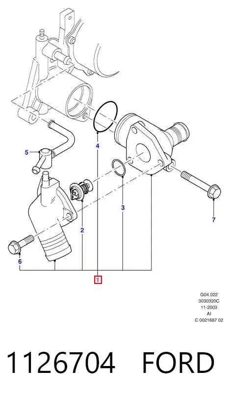 Caja de termostato 1126704 Ford
