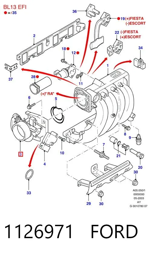 Cuerpo de mariposa 1126971 Ford