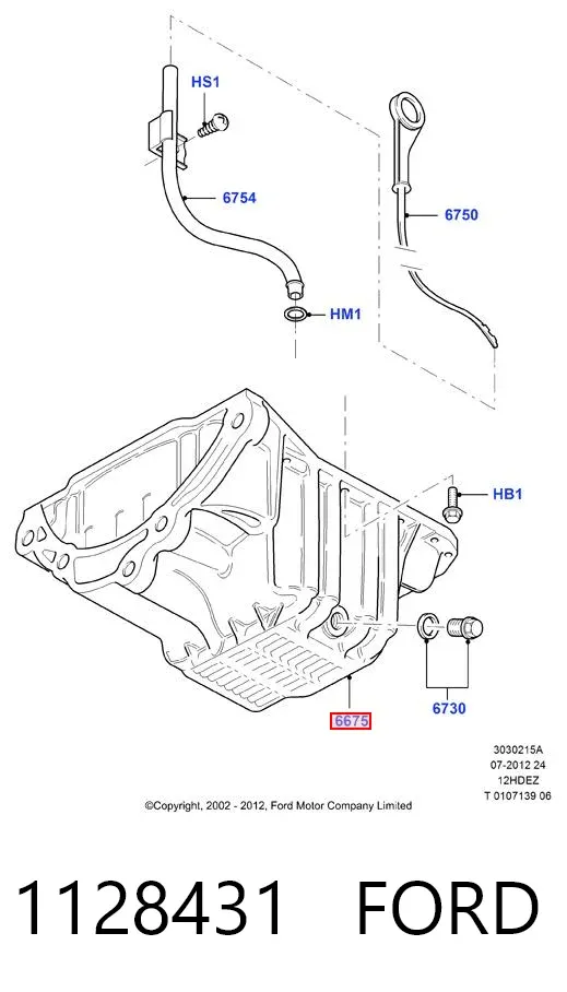 Cárter de aceite del motor 1128431 Ford