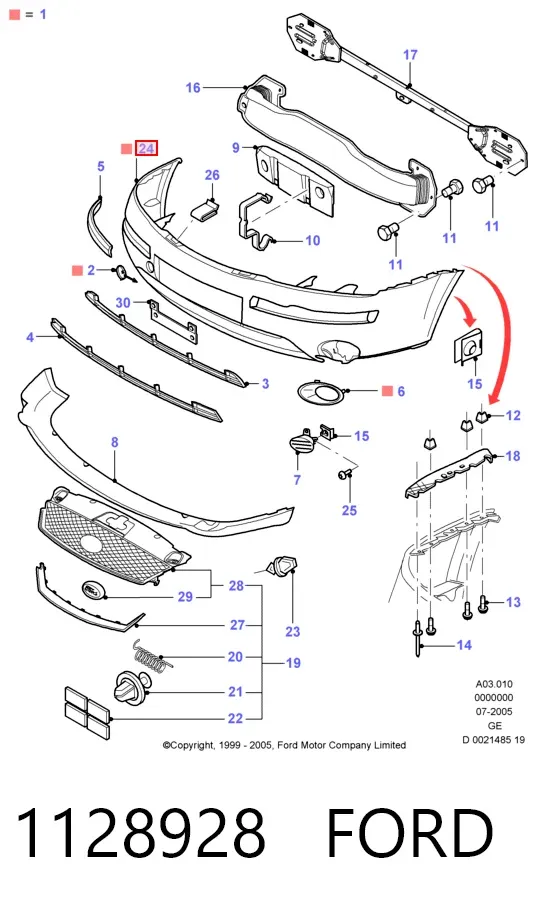 Paragolpes 1128928 Ford