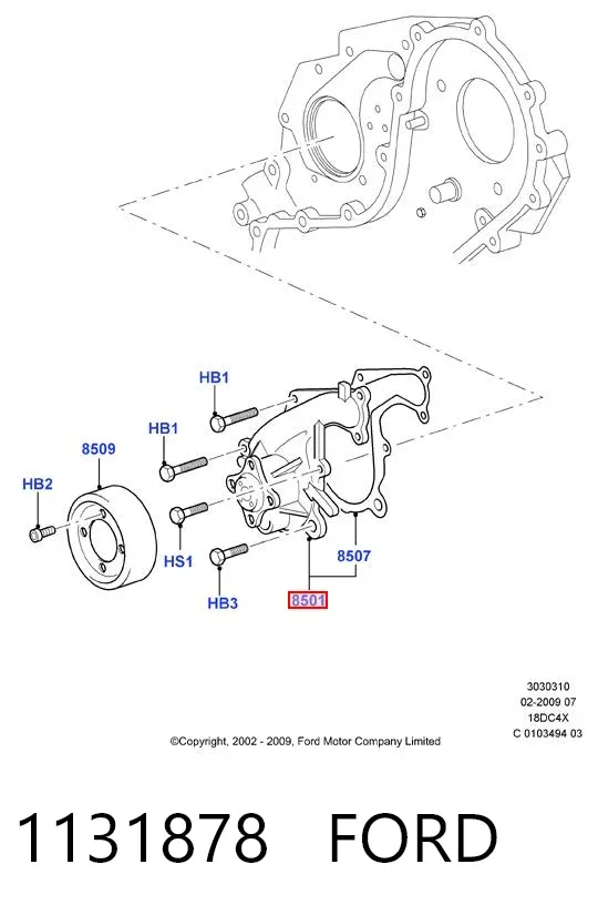 Bomba de agua 1131878 Ford
