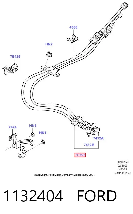 Cables de caja de cambios 1132404 Ford