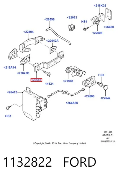 Soporte de manija exterior de puerta trasera izquierda FORD 1132822