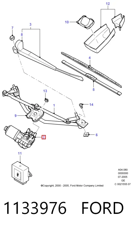 Motor limpiaparabrisas 1133976 Ford