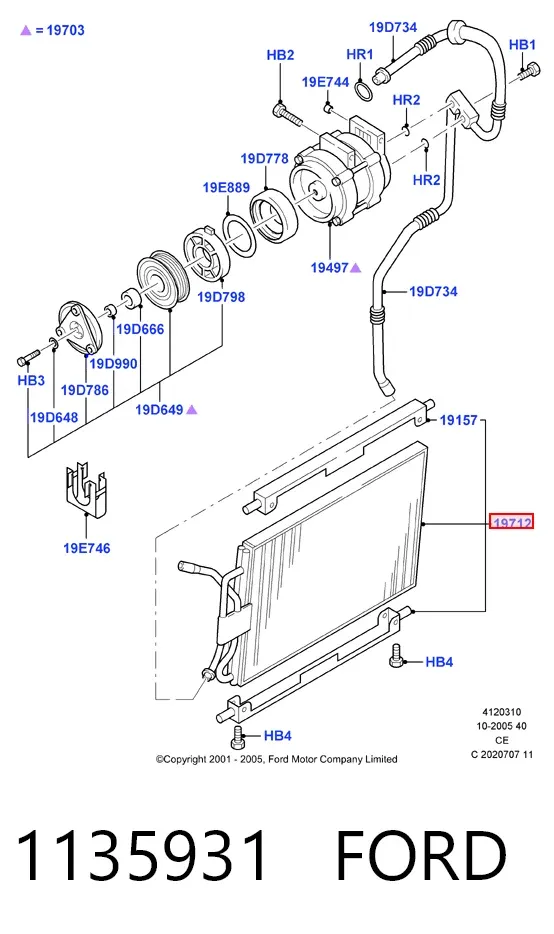 Condensador aire acondicionado 1135931 Ford
