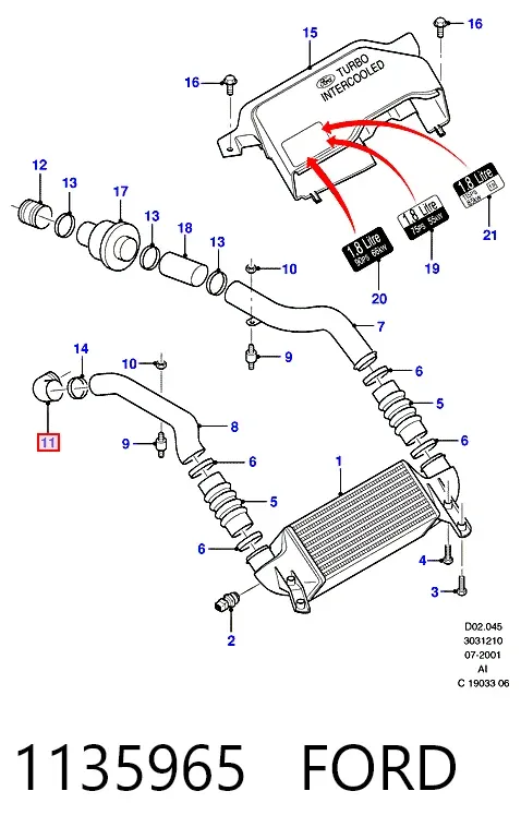 Tubo intercooler 1135965 Ford