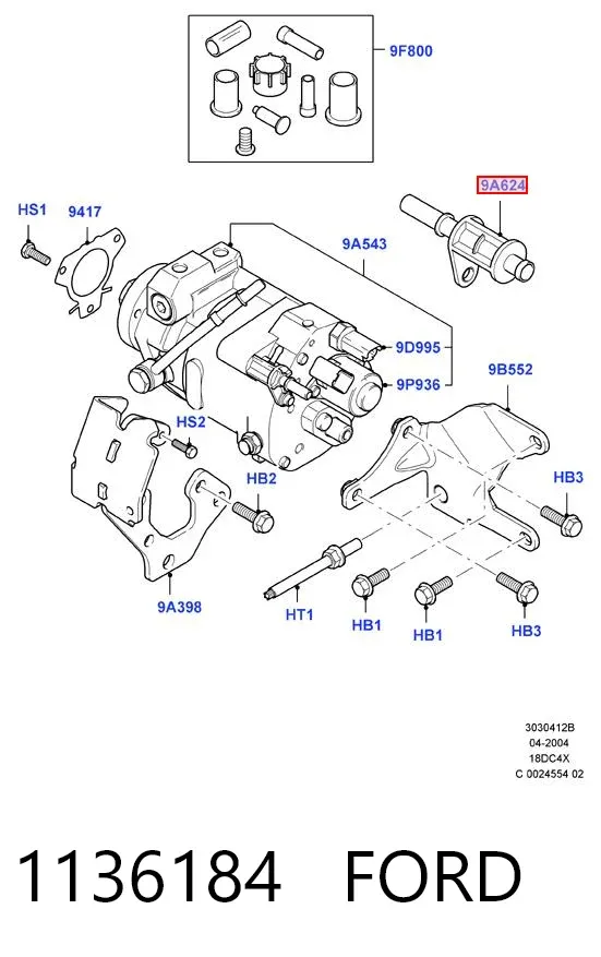 Válvula reguladora de presión del sistema common rail 1136184 Ford