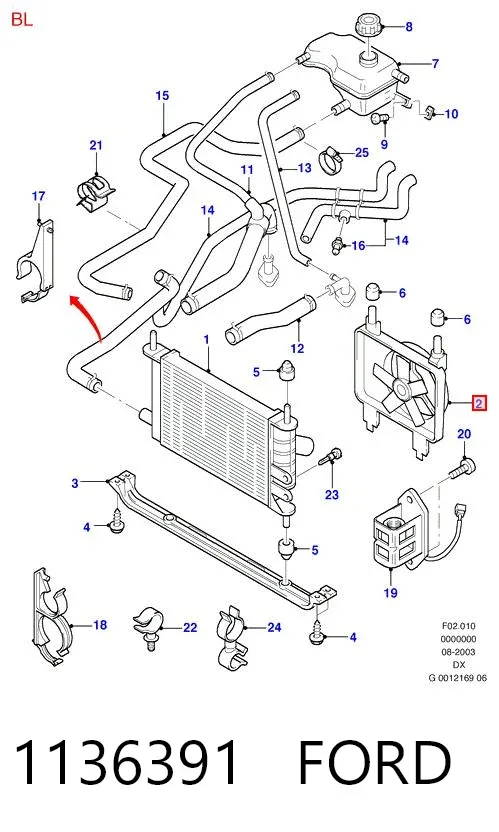 Ventilador de radiador 1136391 Ford