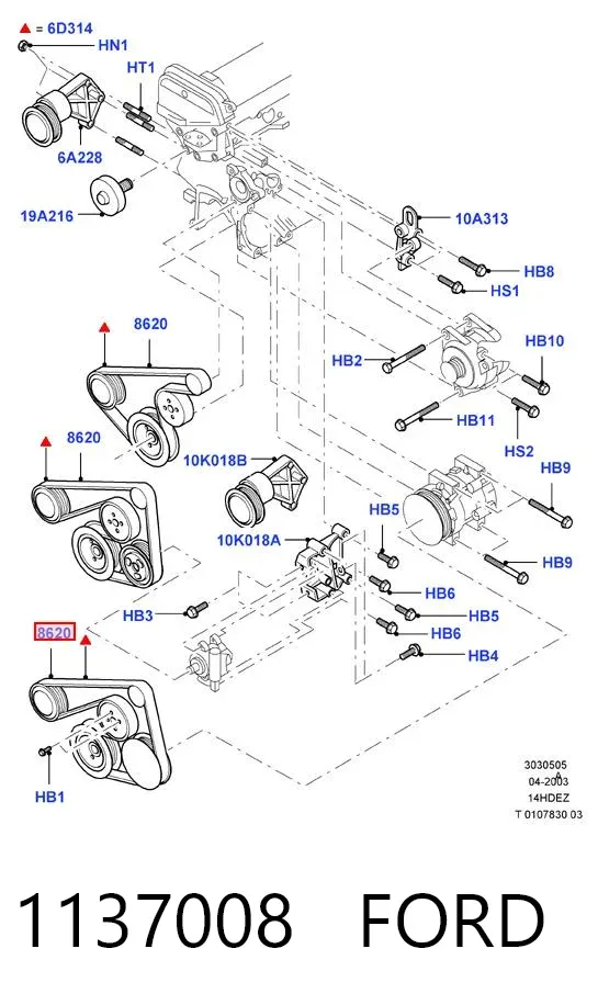 Correa de alternador 1137008 Ford