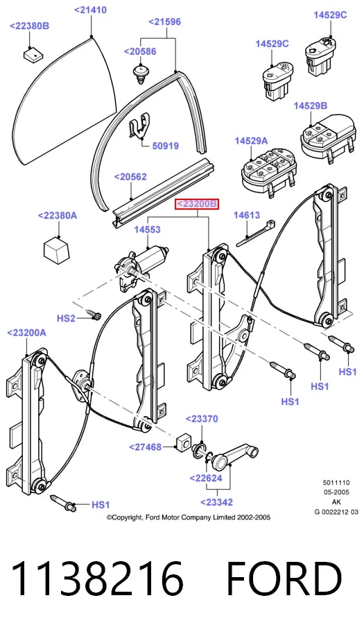 Mecanismo de elevalunas delantero izquierdo 1138216 Ford