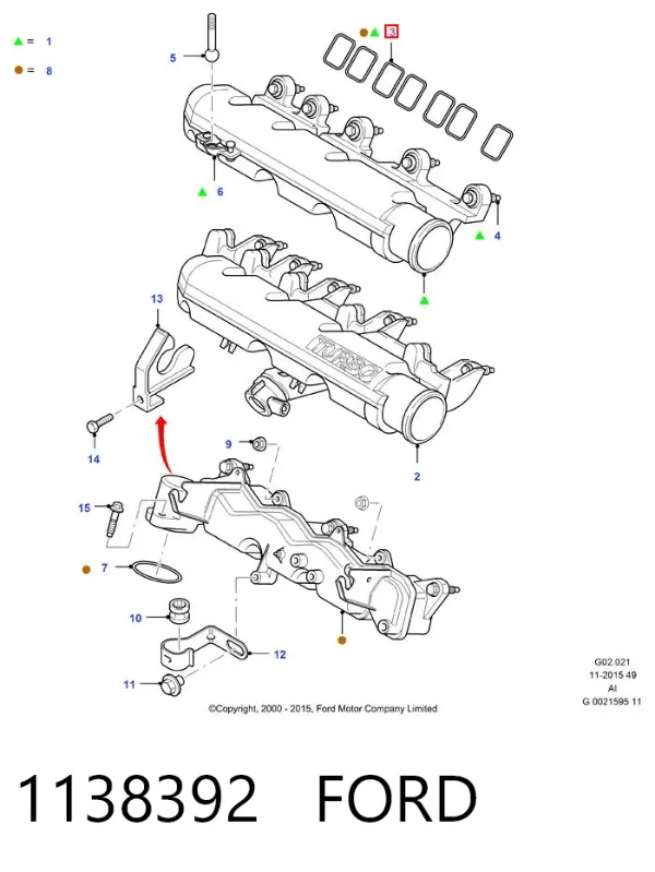 Junta de colector de admisión 1138392 Ford