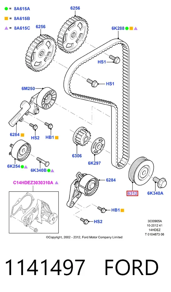 Polea de cigüeñal 1141497 Ford