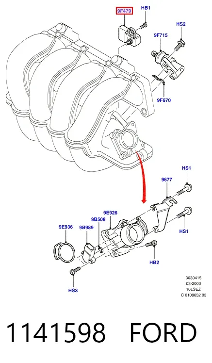 Sensor de presión del colector de admisión 1141598 Ford