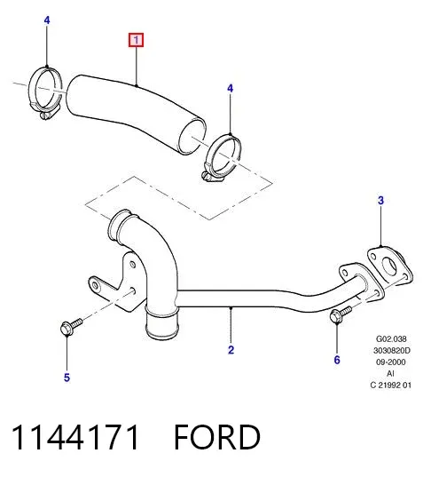 Tubo del sistema de recirculación de gases de escape EGR 1144171 Ford