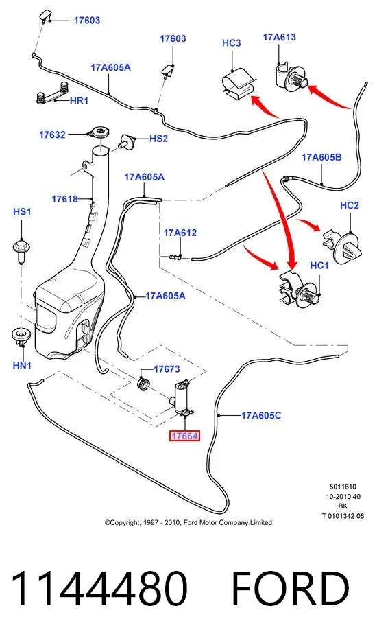 Bomba-motor de limpiaparabrisas delantero/trasero 1144480 Ford