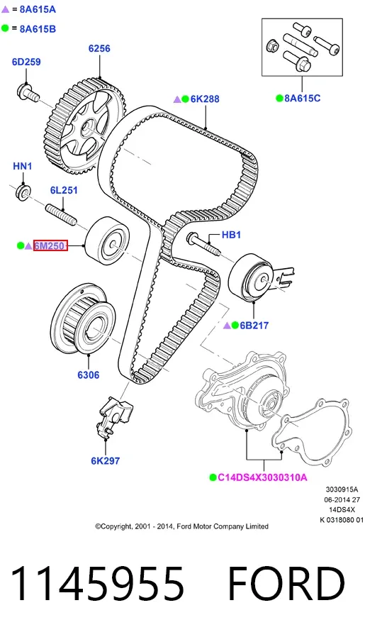 Polea correa distribución 1145955 Ford