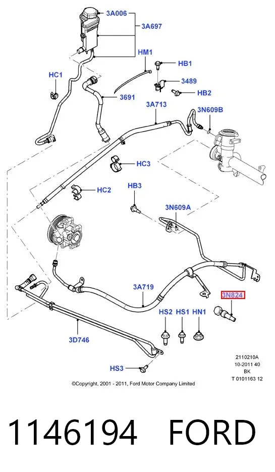 Sensor de la bomba de dirección asistida 1146194 Ford