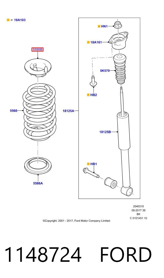 Aislador de resorte trasero superior 1148724 Ford