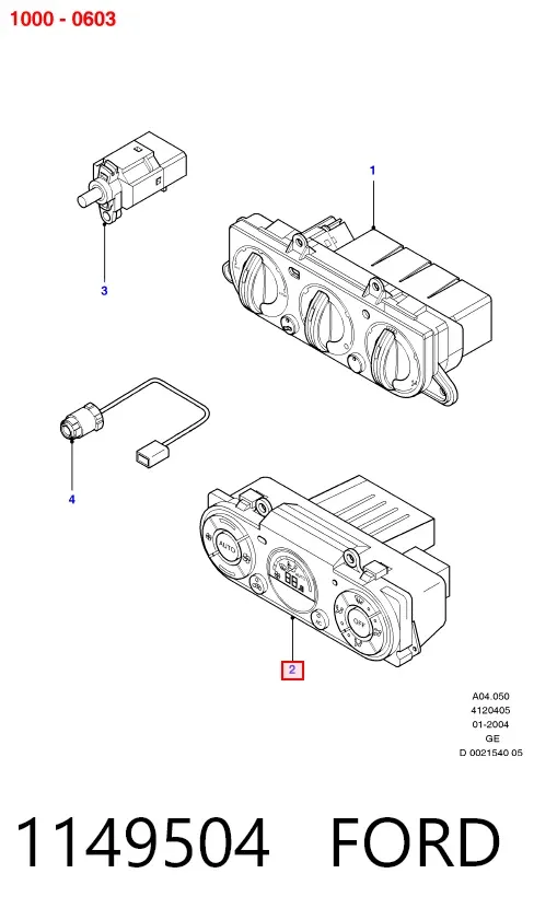 Unidad de control aire acondicionado 1149504 Ford