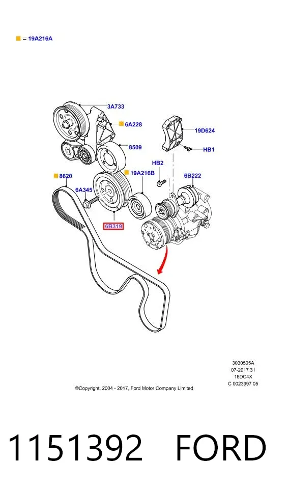 Polea de cigüeñal 1151392 Ford