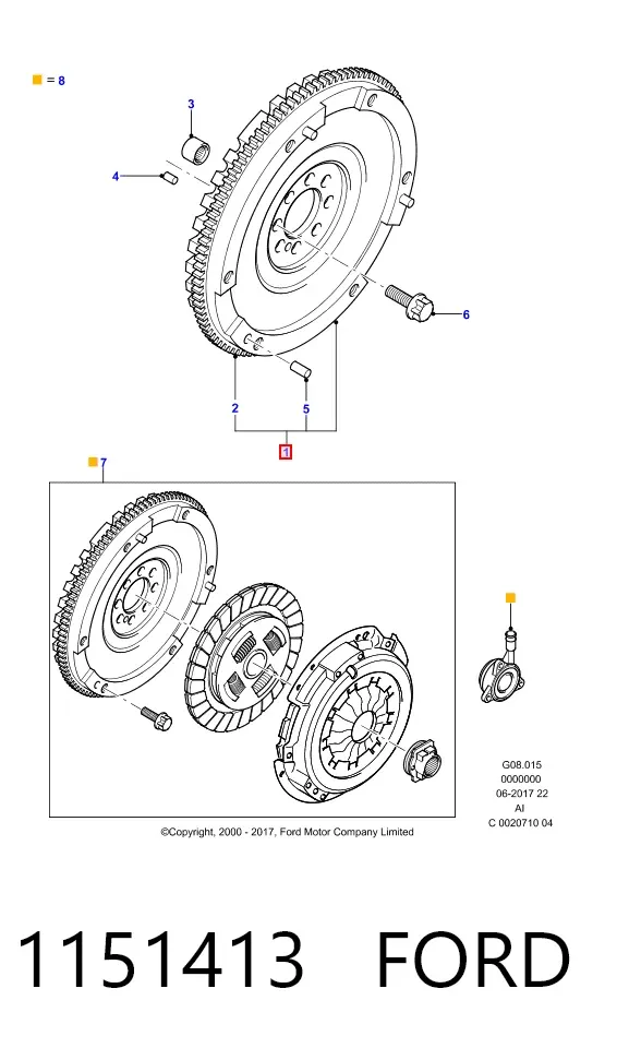 Volante motor 1151413 Ford