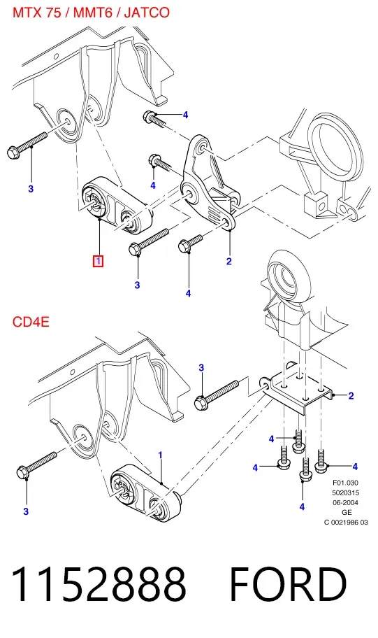 Soporte de motor trasero 1152888 Ford