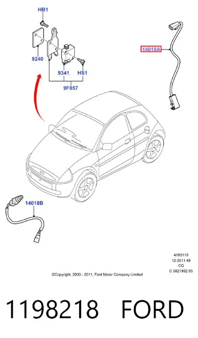 Sensor de apertura de la tapa del maletero FORD 1198218