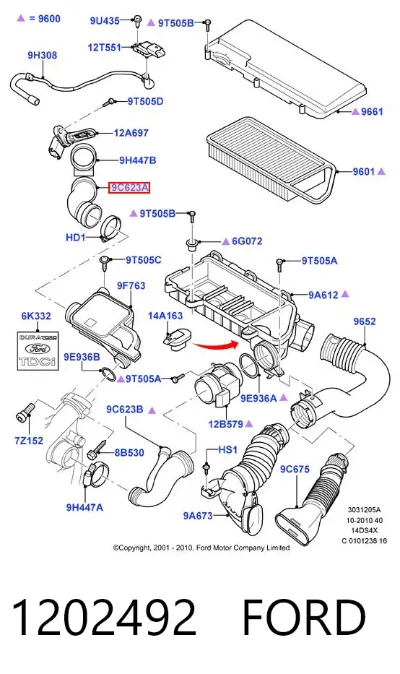 Tubo de aire FORD 1202492