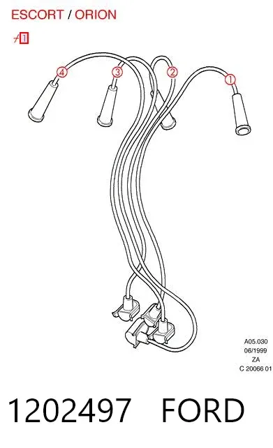 Cables de bujías 1202497 Ford