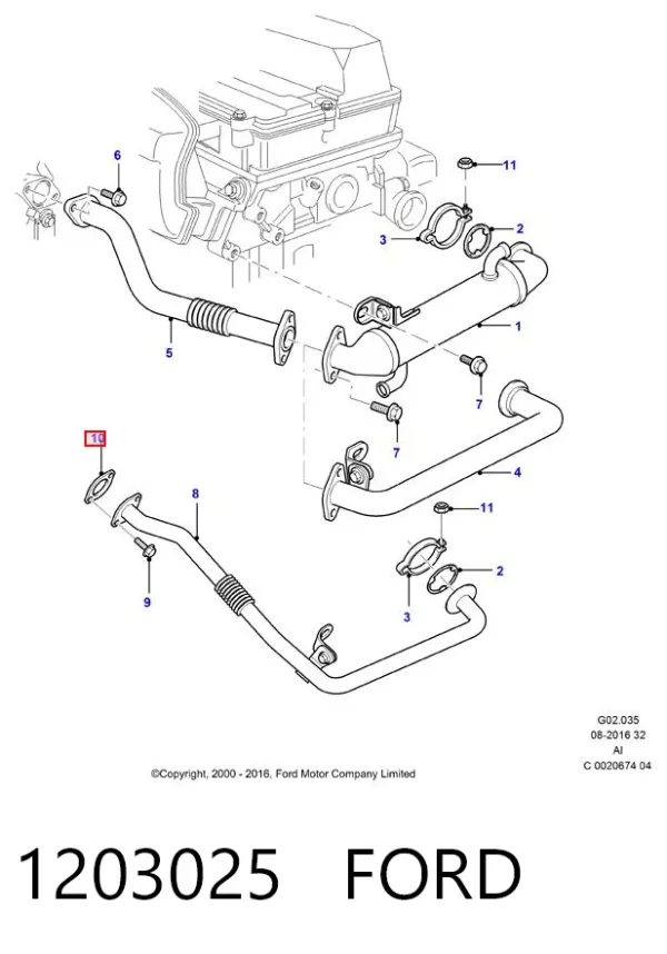 Junta de válvula EGR 1203025 Ford