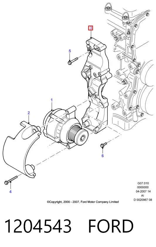 Soporte del alternador 1204543 Ford