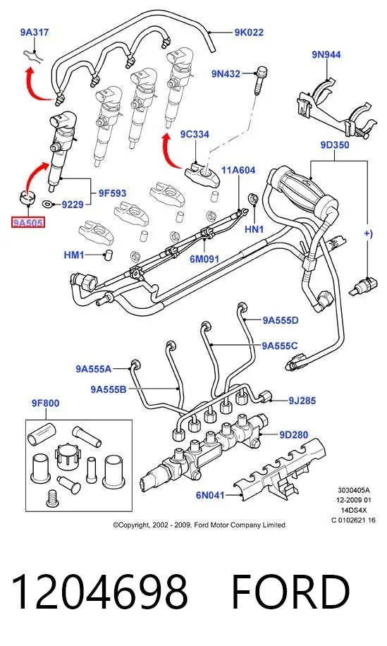 Kit de reparación del inyector 1204698 Ford