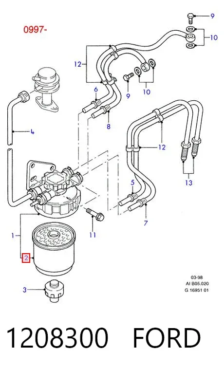 Filtro de combustible 1208300 Ford